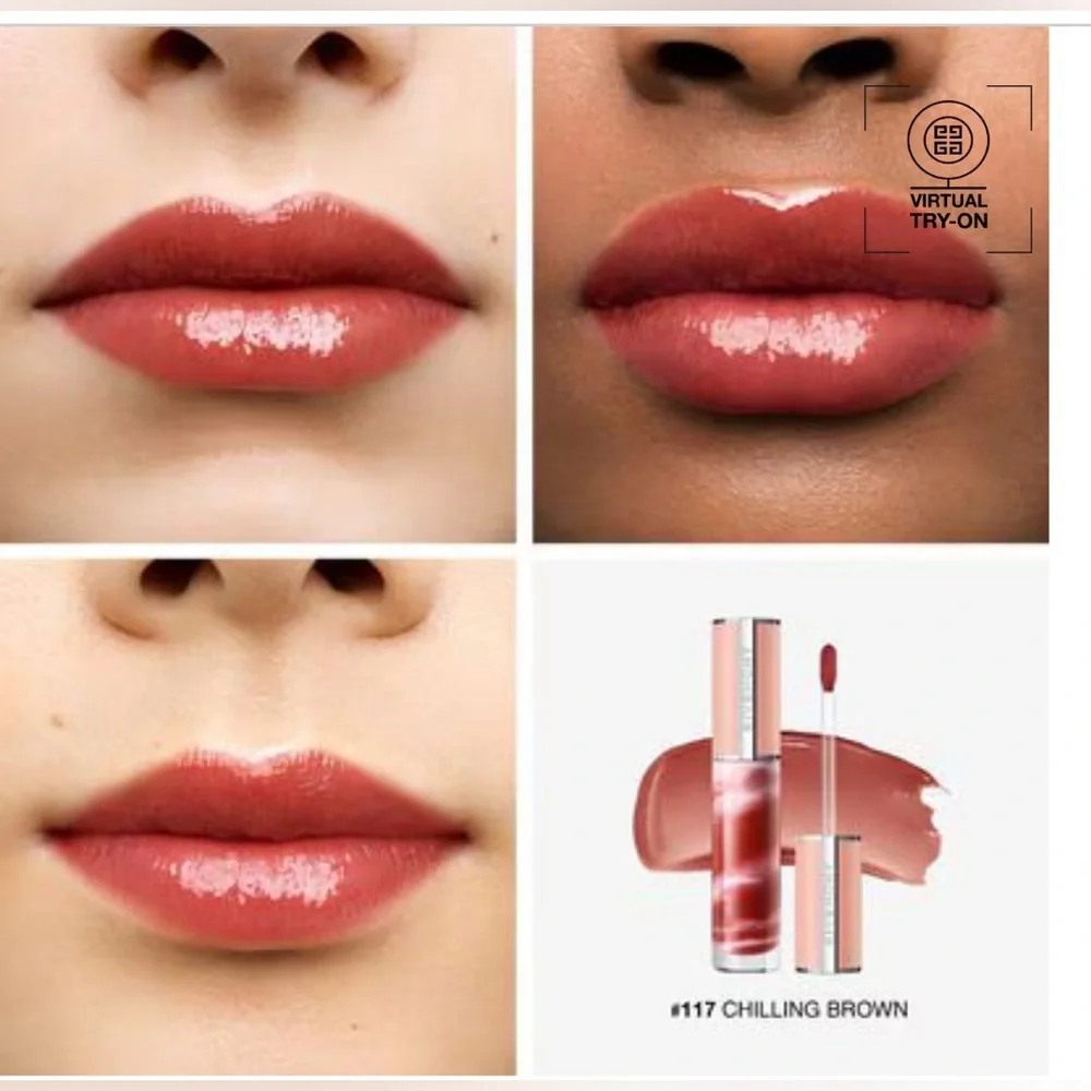 New in Box Givenchy ROSE PERFECTO TINTED LIQUID LIP BALM in Chilling Brown